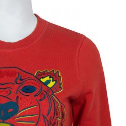 مملوكة مسبقًا سويت شيرت كينزو أحمر نمر مطرز S