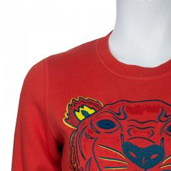 مملوكة مسبقًا سويت شيرت كينزو أحمر نمر مطرز S