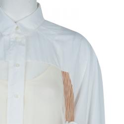 Pre Owned فستان كينزو راناواي شيفون متعدد الألوان مطرز بطبقة حرير مخططة مقاس M