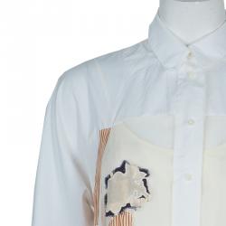 Pre Owned فستان كينزو راناواي شيفون متعدد الألوان مطرز بطبقة حرير مخططة مقاس M