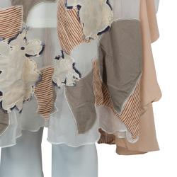 Pre Owned فستان كينزو راناواي شيفون متعدد الألوان مطرز بطبقة حرير مخططة مقاس M