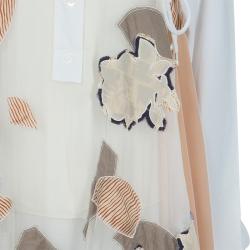 Pre Owned فستان كينزو راناواي شيفون متعدد الألوان مطرز بطبقة حرير مخططة مقاس M