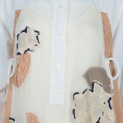 Pre Owned فستان كينزو راناواي شيفون متعدد الألوان مطرز بطبقة حرير مخططة مقاس M