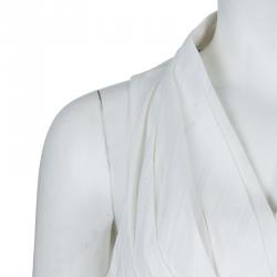 Pre Owned Kenzo White Pleated Cotton Sleeveless Top M