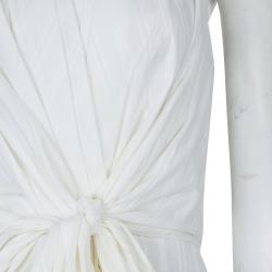 Pre Owned Kenzo White Pleated Cotton Sleeveless Top M