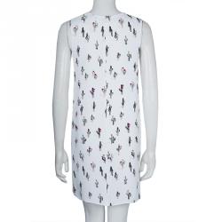 Pre Owned Kenzo White Cactus Print Sleeveless Shift Dress S