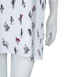 Pre Owned Kenzo White Cactus Print Sleeveless Shift Dress S