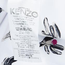 Pre Owned Kenzo White Cactus Print Sleeveless Shift Dress S