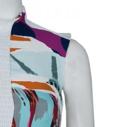 Pre Owned Kenzo Multicolor Print Smocking Detail Sleeveless Dress S