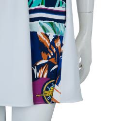 Pre Owned Kenzo Multicolor Print Smocking Detail Sleeveless Dress S