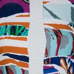 Pre Owned Kenzo Multicolor Print Smocking Detail Sleeveless Dress S