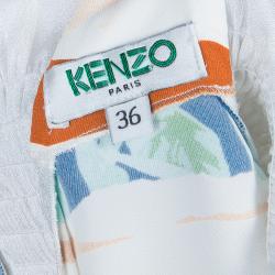 Pre Owned Kenzo Multicolor Print Smocking Detail Sleeveless Dress S