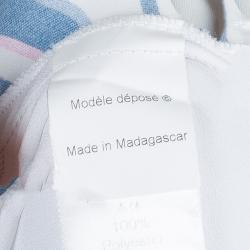 Pre Owned Kenzo Multicolor Print Smocking Detail Sleeveless Dress S