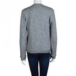 Pre Owned Kenzo Jungle Grey Slub Terry Embroidered Tiger Motif Sweatshirt L