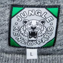 Pre Owned Kenzo Jungle Grey Slub Terry Embroidered Tiger Motif Sweatshirt L