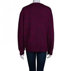 Pre Owned Kenzo Purple Embroidered Tiger Motif Sweater XL