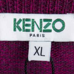 Pre Owned Kenzo Purple Embroidered Tiger Motif Sweater XL