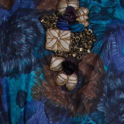 Pre Owned Kenzo Multicolor Floral Printed Embellished Sleeveless Maxi Dress S