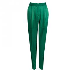 Pre Owned Kenzo Green High Waisted Tailored Trousers M