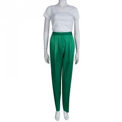 Pre Owned Kenzo Green High Waisted Tailored Trousers M