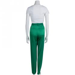 Pre Owned Kenzo Green High Waisted Tailored Trousers M