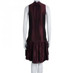 Pre Owned Kenzo Burgundy Two Tone Sleeveless Dress S