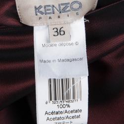 Pre Owned Kenzo Burgundy Two Tone Sleeveless Dress S
