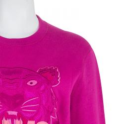 Pre Owned Kenzo Pink Embroidered Tiger Motif Sweatshirt M