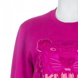 Pre Owned Kenzo Pink Embroidered Tiger Motif Sweatshirt M