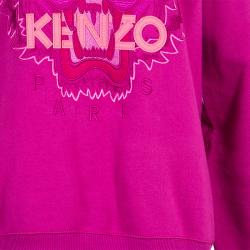 Pre Owned Kenzo Pink Embroidered Tiger Motif Sweatshirt M