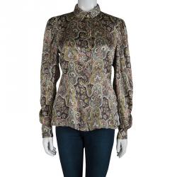 Pre Owned Kenzo Pastel Multicolor Floral Print Silk Shirt M