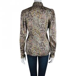 Pre Owned Kenzo Pastel Multicolor Floral Print Silk Shirt M