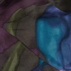 Pre Owned Kenzo Multicolored Printed Silk Short Sleeve Dress L