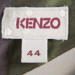 Pre Owned Kenzo Multicolored Printed Silk Short Sleeve Dress L