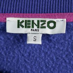 Pre Owned Kenzo Blue Embroidered Tiger Motif Sweatshirt S