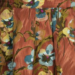 Pre Owned Kenzo Multicolor Floral Printed Pleat Detail Mini Skirt L