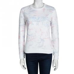 Pre Owned Kenzo Multicolor Cloud Printed Logo Embroidered Sweatshirt S