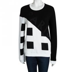 Pre Owned Kenzo Monochrome Knit Square Print Sweatshirt L