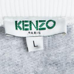 Pre Owned Kenzo Monochrome Knit Square Print Sweatshirt L
