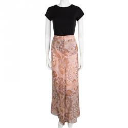 Pre Owned Kenzo Pink Paisley Printed Silk Chiffon Tie Detail Skirt M