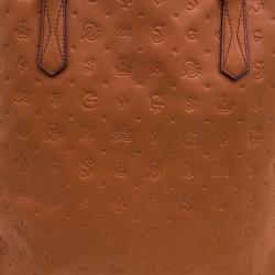 Pre Owned Lancel Copper Brown Dalifun Daligramme Leather Tote