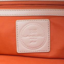 Lancel Off White Embossed Leather Satchel