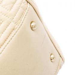 Lancel Off White Embossed Leather Satchel