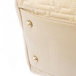 Lancel Off White Embossed Leather Satchel