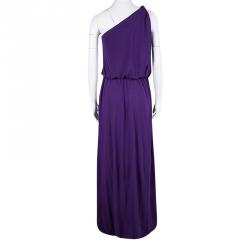Pre Owned Lanvin Purple One Shoulder Draped Maxi Dress M