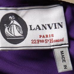 Pre Owned Lanvin Purple One Shoulder Draped Maxi Dress M