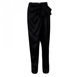 Pre Owned Lanvin Black Bow Detail Draped Trousers M