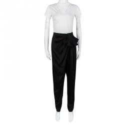 Pre Owned Lanvin Black Bow Detail Draped Trousers M