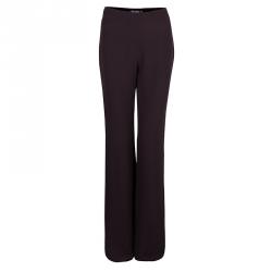 Pre Owned Lanvin Burgundy Wide Leg Silk Trousers M