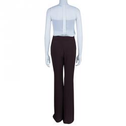 Pre Owned Lanvin Burgundy Wide Leg Silk Trousers M